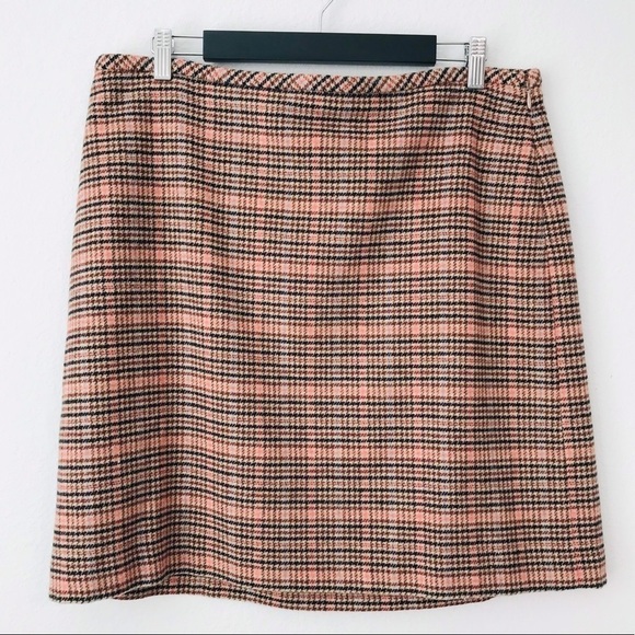 New! Talbots Petite Highland Wool Houndstooth Plaid A Line Skirt 16P - Picture 2 of 8